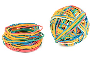 Colorful rubber bands isolated on white clipart