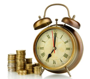 antika saat ve sikkeler üzerinde beyaz izole