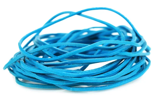 Blue rubber bands isolated on white — Stock Photo, Image