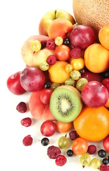 Assortment of juicy fruits, isolated on white — Stock Photo, Image