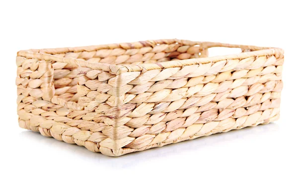 Wicker basket, isolated on white — Stock Photo, Image