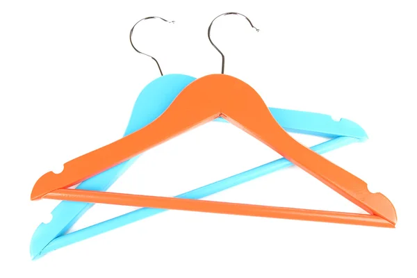 Colorful clothes hangers isolated on white — Stock Photo, Image