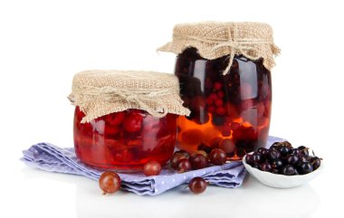 Home made berry jam isolated on white