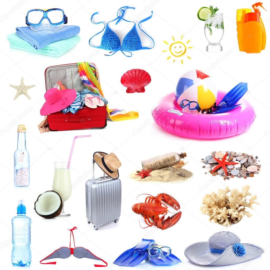 Collage of things for summer holiday