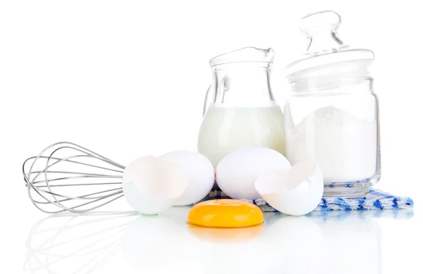 Ingredients for dough isolated on white — Stock Photo, Image