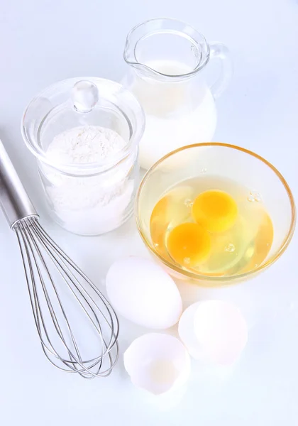 Ingredients for dough isolated on white — Stock Photo, Image