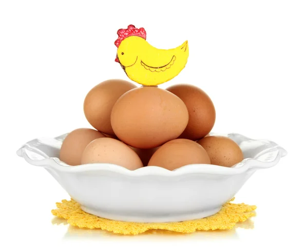 鸡蛋在板上白色隔离 — 图库照片
