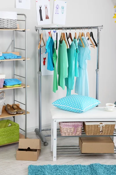 Women wardrobe in blue tones — Stock Photo, Image