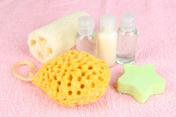 Instellen van spa, op een handdoek achtergrond kleur — Stockfoto