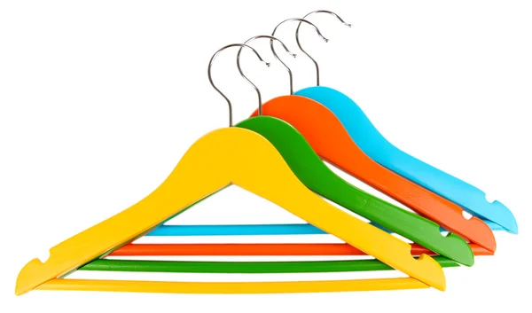 Colorful clothes hangers isolated on white — Stock Photo, Image