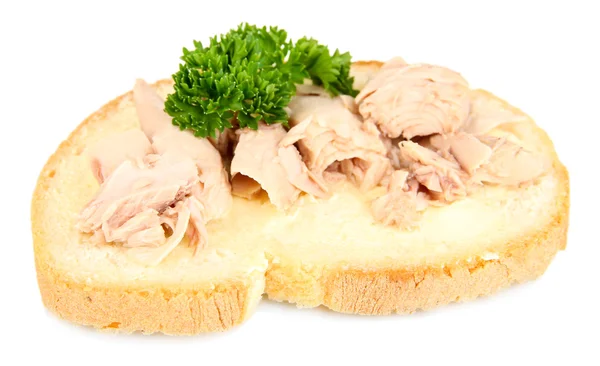 Sandwich savoureux au thon, isolé sur fond blanc — Photo