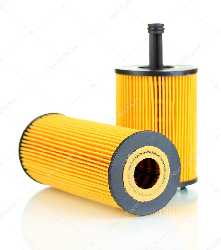 Car oil filters isolated on white