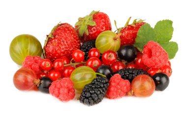 Olgun meyveler üzerinde beyaz izole