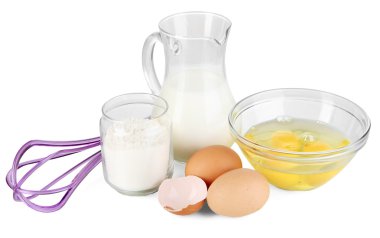 hamur üzerine beyaz izole için malzemeler