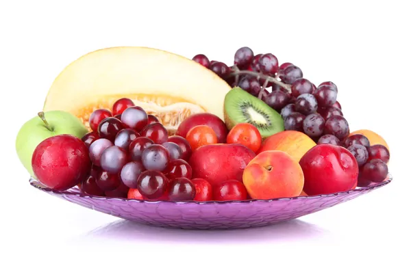 Surtido de frutas jugosas aisladas en blanco — Foto de Stock