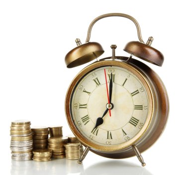 antika saat ve sikkeler üzerinde beyaz izole