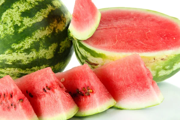 Ripe watermelons isolated on white — Stock Photo, Image