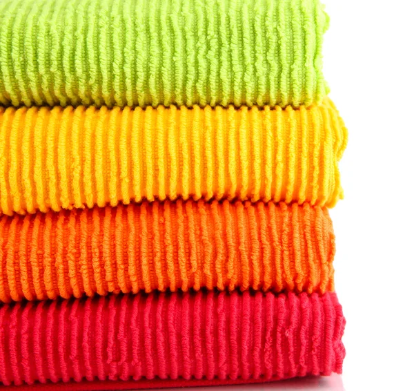 Colorful towels isolated on white — Stock Photo, Image