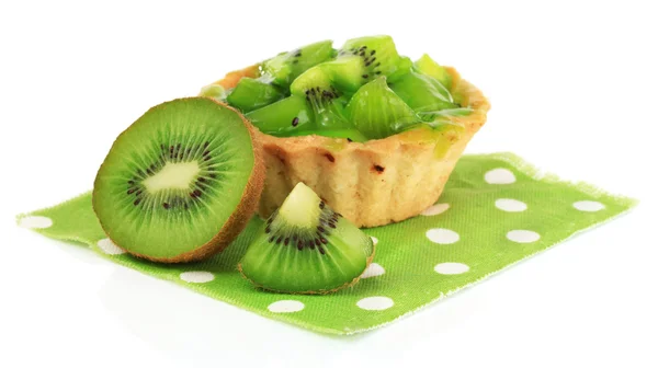 Fruit kiwi cake isolated on white — Stock Photo, Image