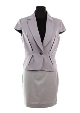 gri ceket ve beyaz izole manken üzerinde gri etek