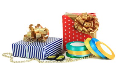 hediye tatil hediye üzerinde beyaz izole kaydırma bantları