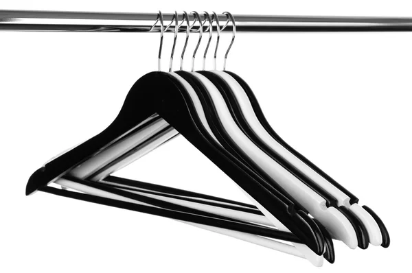 Zwart-wit kleerhangers geïsoleerd op wit — Stockfoto