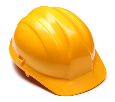 Sarı kask üzerinde beyaz izole