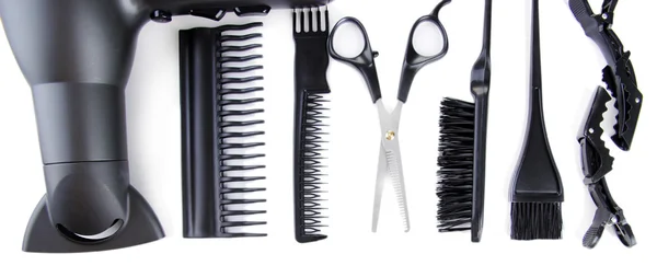 Outils professionnels pour coiffeur, isolés sur blanc — Photo