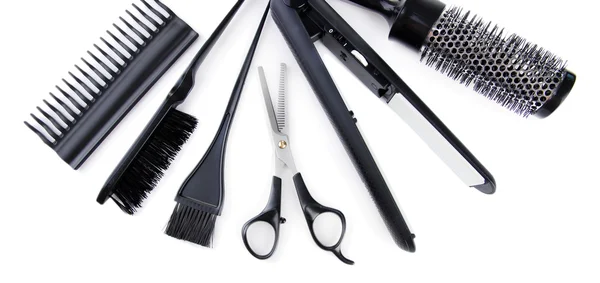 Outils professionnels pour coiffeur, isolés sur blanc — Photo