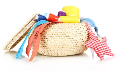 hasır sepet ile üzerine beyaz izole iğne işi'den aksesuarlar