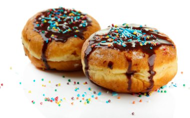 üzerine beyaz çikolata, lezzetli donuts izole