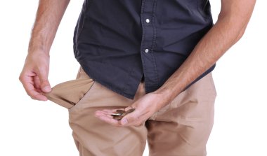 adam beyaz izole cebinde boş gösterilen