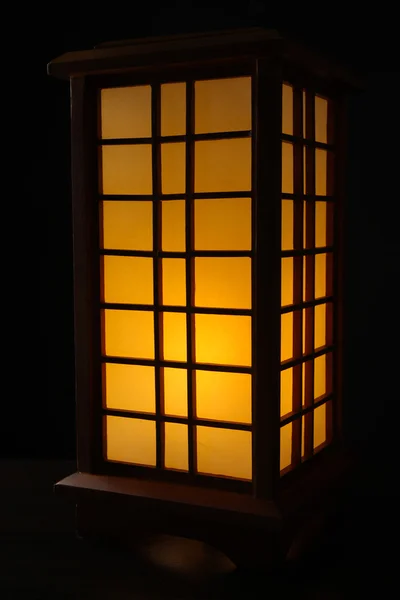 Japanese table lamp on black background — Stock Photo, Image