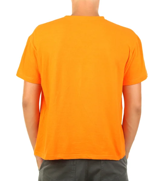 T-shirt su giovane isolato su bianco — Foto Stock