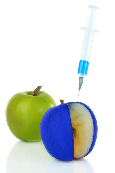Injection into apple isolated on white — Stock Photo, Image