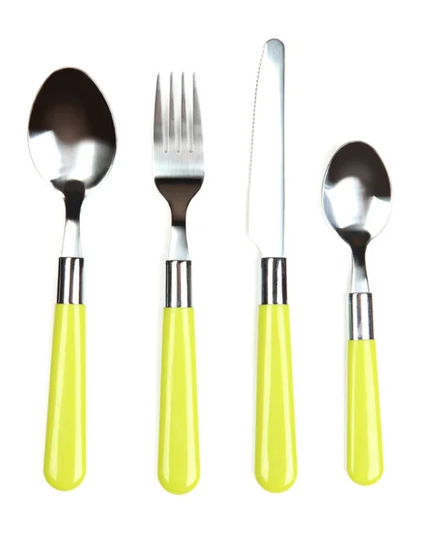 刀、 汤匙和叉子，孤立在白色 — 图库照片