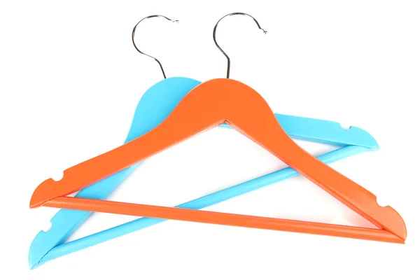 Colorful clothes hangers isolated on white — Stock Photo, Image