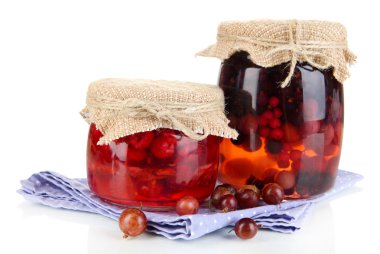 Home made berry jam isolated on white