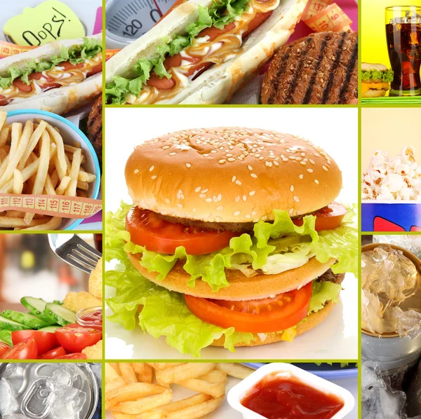 Collage di fast food — Foto Stock