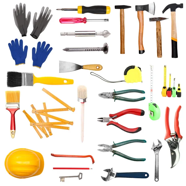 İnşaat ve ev üzerinde beyaz izole için birçok farklı araç