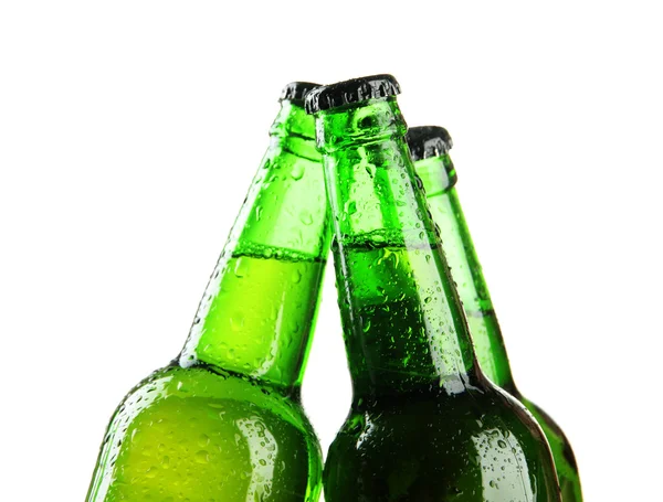 Flessen bier geïsoleerd op wit — Stockfoto