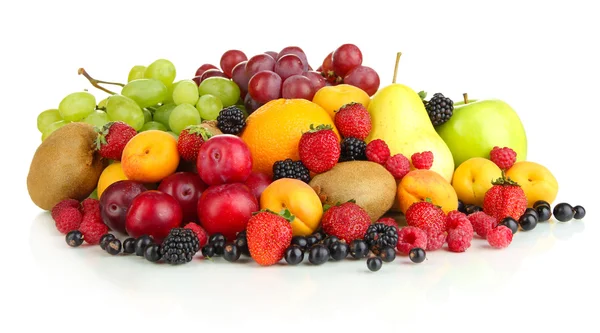 Fresh fruits and berries isolated on white — Stock Photo, Image