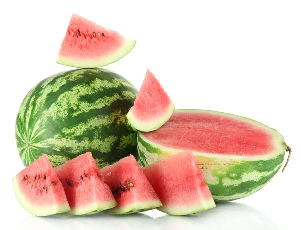 Reife Wassermelonen isoliert auf weiß — Stockfoto