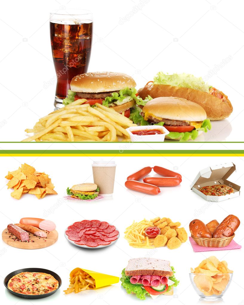 Collage of unhealthy food