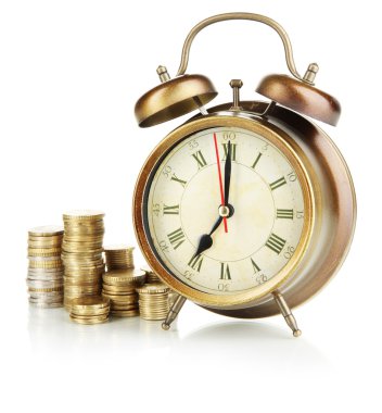 antika saat ve sikkeler üzerinde beyaz izole