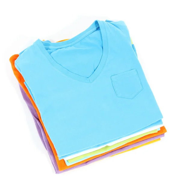 Camisas bem dobradas isoladas em branco — Fotografia de Stock