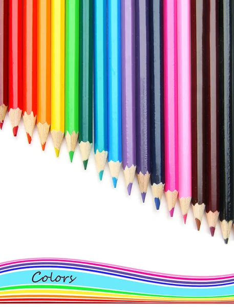 Kolorowymi kredkami na białym tle — Zdjęcie stockowe