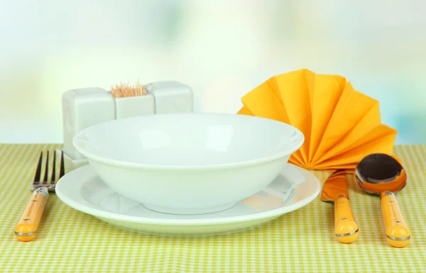 Beautiful table setting for breakfast — Stock Photo, Image