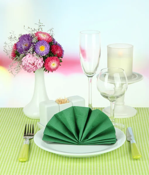 Beautiful table setting for breakfast — Stock Photo, Image