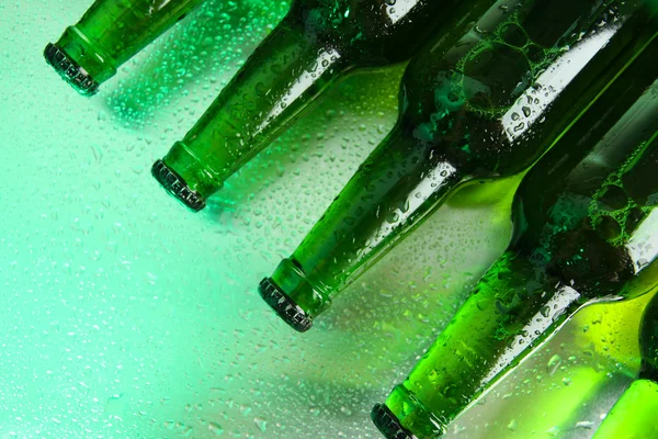 Flessen bier, close-up — Stockfoto